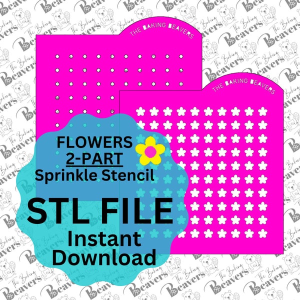 STL - Flower Sprinkle Stencil - 2 Part Design (digital download)