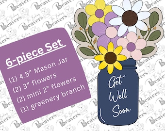 Mason Jar Flower Arrangement Cookie Cutter Set