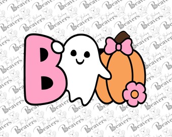 Boo Text with Ghost and Pumpkin with Bows Cookie Cutter