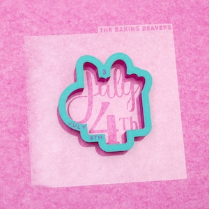July 4th Text Cookie Cutter (with or without stencil)