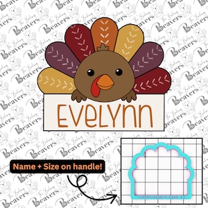 Turkey Name Plaque Cookie Cutter | Turkey place setting (Updated)