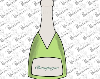Champagne Bottle Cookie Cutter (recommend sizing up)