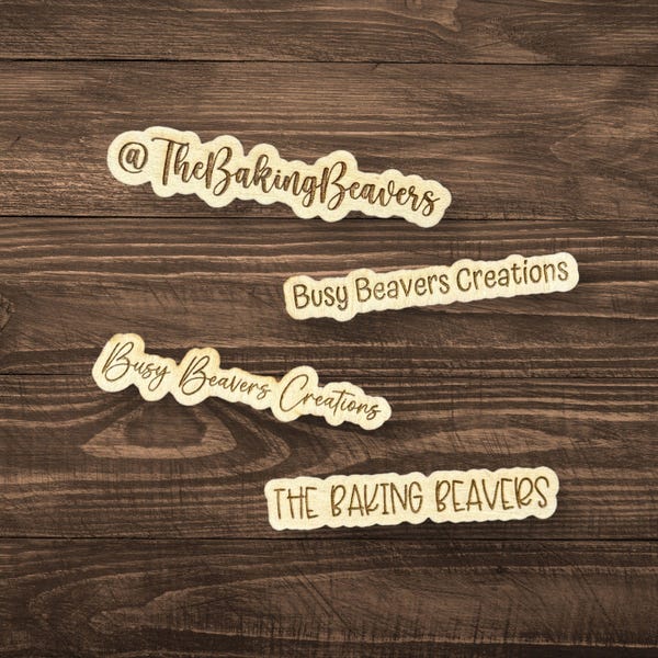 Custom Laser Engraved Wooden Business Name Plaque for social media.  Wooden photo/video prop.