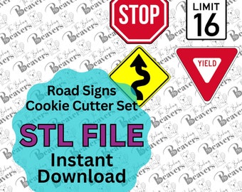 STL - Full Set of 4 Road Sign Cookie Cutters  (digital download)