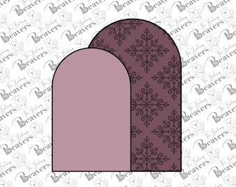 Puede incluir: Dos formas arqueadas, una de color rosa claro sólido y la otra con un patrón de copo de nieve rosa oscuro y negro.