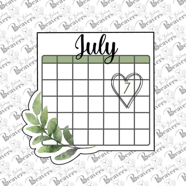 Save The Date Plaque 2 with Greenery Cookie Cutter (With or Without Grid Stencil)