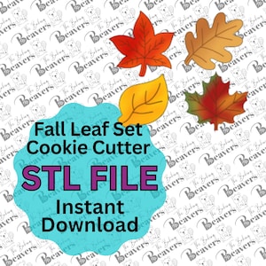 STL - Komplett set med 4 kakformar med höstlöv (digital nedladdning)