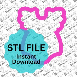 May include: A pink 3D printed STL file design of a boot with a blue circle around it that says "STL FILE Instant Download".