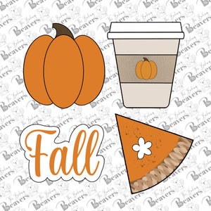Fall Set of Cookie Cutters (Set of 4) (With or Without "Fall" Text Stencil)