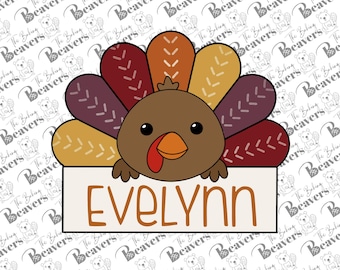 Turkey Name Plaque Cookie Cutter | Turkey place setting (Updated)