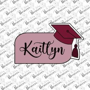 Graduate Name Plaque with Cap Cookie Cutter (recommend sizing up)