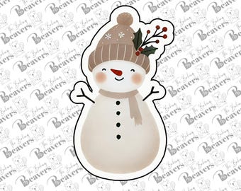 Antique Snowman with Holly in Hat Cookie Cutter (may want to size up)