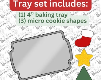 Elf sized baking tray of Cookies (Micro-Cookie Cutters + Tray cutter)
