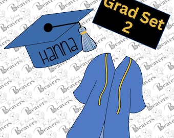 Graduation Cap & Gown Cookie Cutter Set #2 (arms connected)