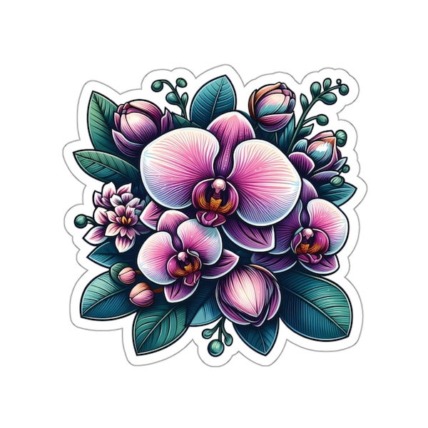 Phalaenopsis Orchid Bouquet Sticker, Plant Sticker, Botanical Sticker