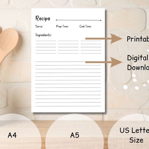 Recipe Planner | Printable Recipe Template Blank | Printable Recipe ...