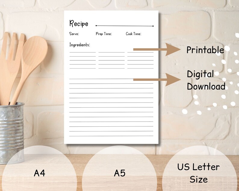 Recipe Planner | Printable Recipe Template Blank | Printable Recipe ...
