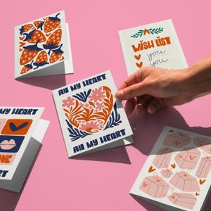 All My Heart druckbare Kartenset, 5 Liebes- & Geschenkkarten, romantische Wunschliste Grüße, moderner Valentinstag, Wertschätzungskarte, ich liebe dich Karte