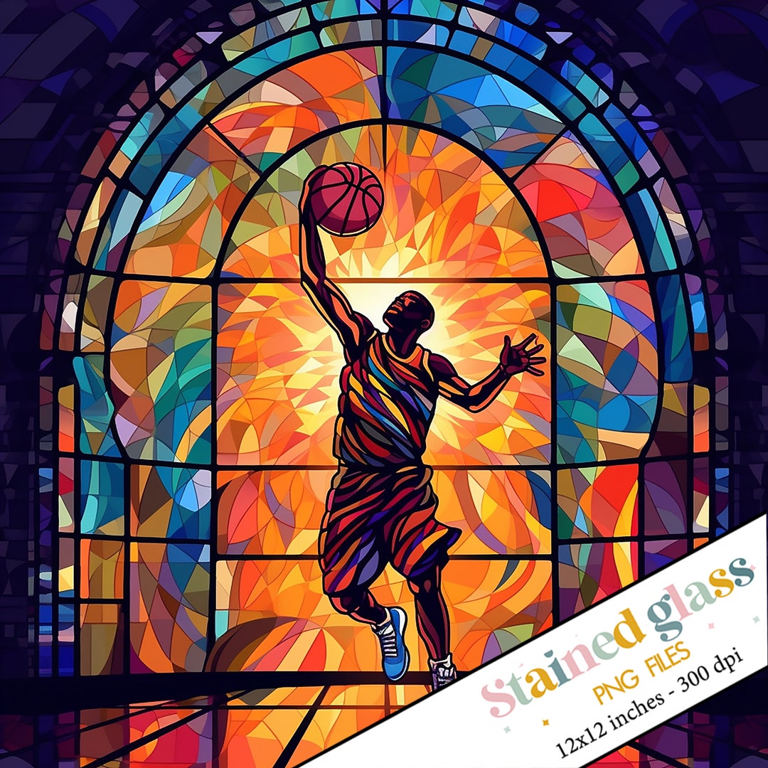 Basketball Stained Glass Png Sublimation, Stained Glass Png Design