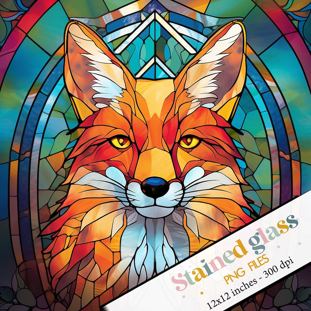 Fox Stained Glass Pattern Stained Glass Sublimation Design - Etsy