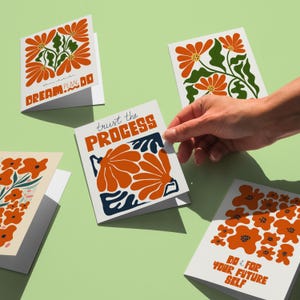Vertrauen Sie dem Prozess Kartenset, Botanische Grußkarten, Frühlingsblumen-Postkarten, Blumenkarten-Multipack, Matisse Mid-Century Design Kartenpackung
