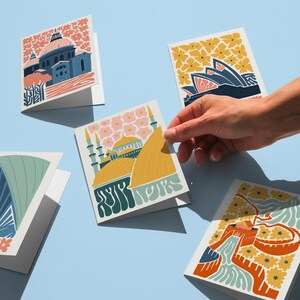 Blumenmuster-Kartenset, 5 Reisekartenpaket, Souvenirkarte, leere Grußkarten, Blumenreisekarten, Sydney-Grußkarte, digitaler Download
