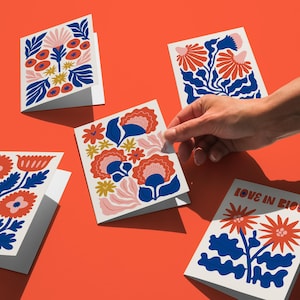 Organic Floral Card Set, Floral postcards, Floral Cards multipack, Matisse Style Card Set, Modern Botanical Card, Boho Flower Greeting card