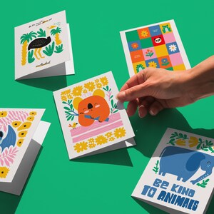 Jeu de cartes créature fantaisiste, cartes numériques koala éléphant autruche, carte de voeux soyez gentil, cartes-cadeaux positives, jeu de cartes mignons animaux sauvages