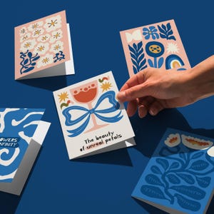 Ensemble unique de cartes d'art abstrait, paquet de cartes inspiré de Matisse, carte imprimable bohème, carte de correspondance florale, carte de voeux botanique, carte pour toutes les occasions