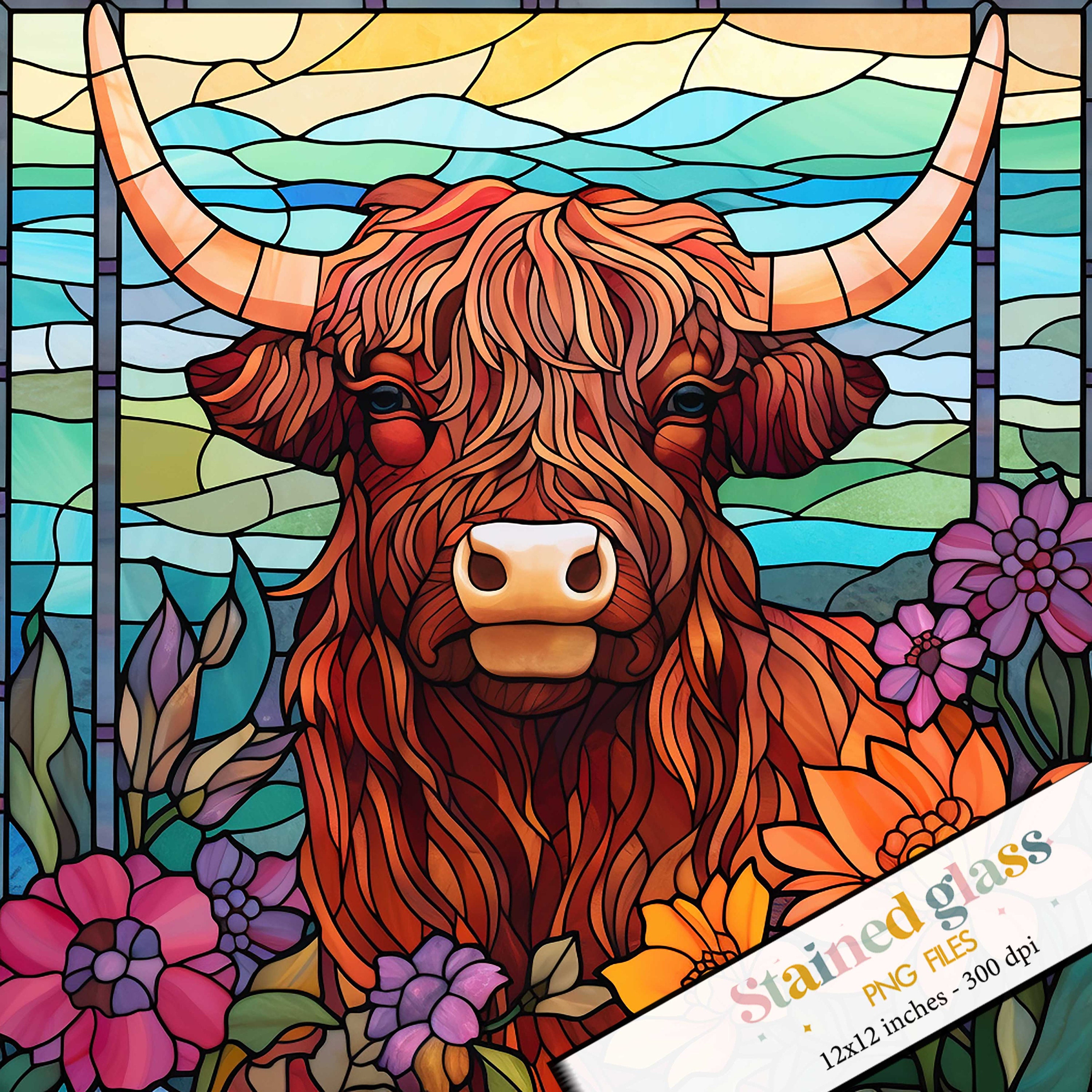 Highland Cow Stained Glass Sublimation Cow Stained Glass Etsy