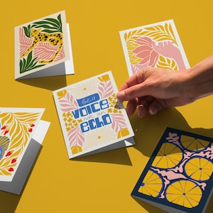 Gedurfde eclectische wenskaarten, kaartenset citrus, zebrakaart, 5 unieke moderne afdrukbare kaarten, kaart Wildlife Botanical, Cheetah-kaartenset