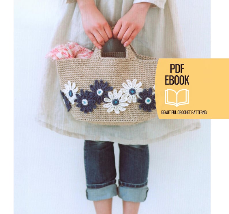 Japanese Crochet Bag Pattern Book, Stylish Tote Clutch Handbag Designs ...
