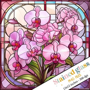 Stained Glass Orchid Stained Glass Flowers for Vase Stained Glass