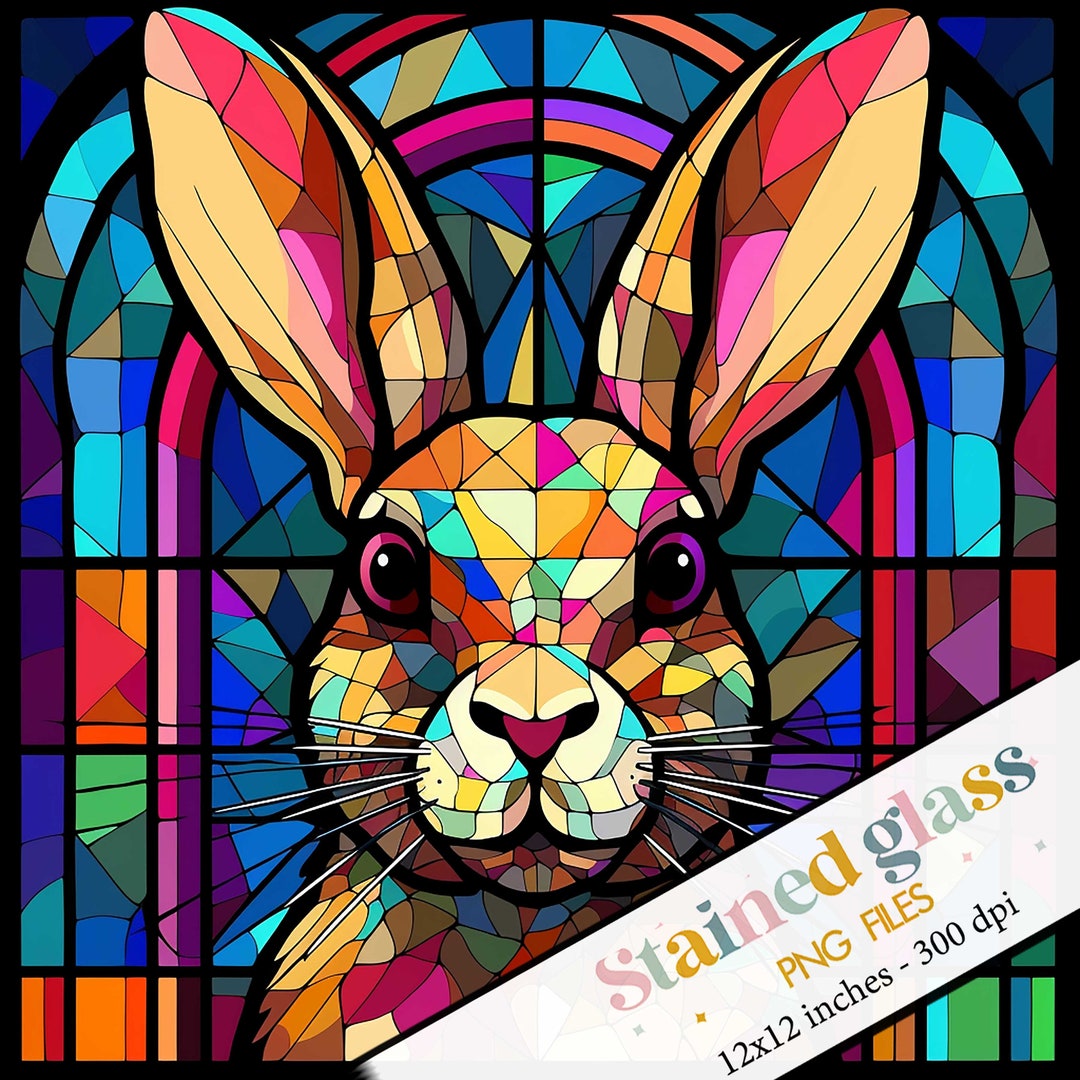 Rabbit Stained Glass Pattern Design Stained Glass Sublimation - Etsy