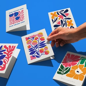 5 tarjetas de verano, paquete imprimible, tarjetas tropicales digitales, tarjeta de felicitación Matisse, tarjetas en blanco para cualquier ocasión, 5 diseños únicos y coloridos.