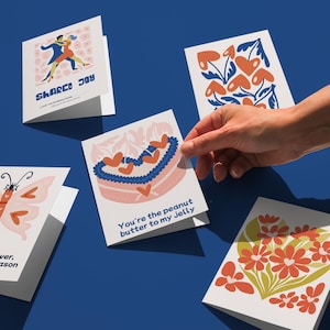 Cartes de Saint-Valentin, lot de 5 cartes de voeux illustrées, Saint-Valentin, papeterie amour et amitié, téléchargement immédiat, billets Love Unity