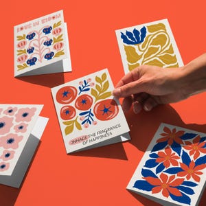Botanical Card Set, Printable Floral Cards, Spring Flowers Card Set, Spring Botanical Card Pack, Bright Abstract Flower Cards, Cards bundle