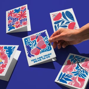 Vous nous êtes vraiment cher Jeu de cartes, carte de voeux papillon, paquet de cartes botaniques, carte oiseaux mignons, carte écureuils floraux, carte de style Matisse