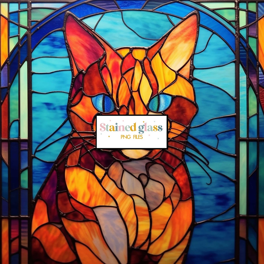 Stained Glass Sublimation, Cat Stain Glass Pattern, Faux Stained Glass