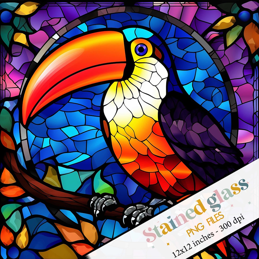 Stained Glass Toucan Sublimation PNG Stained Glass Digital Etsy
