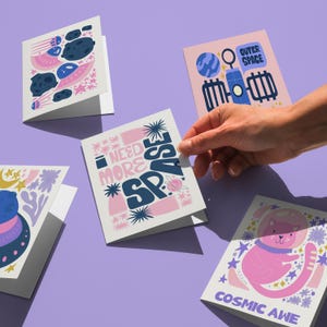 I need more space Card, Cosmic Card Pack, Space Cat Card Pack, Spaceship card set, printable greeting cards, Galaxy cards, Outer Space card