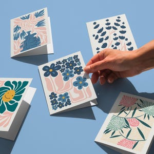 Lot de 5 cartes botaniques, carte esthétique imprimable, carte postale en téléchargement numérique, carte de voeux botanique, carte vierge toutes occasions, carte fleur