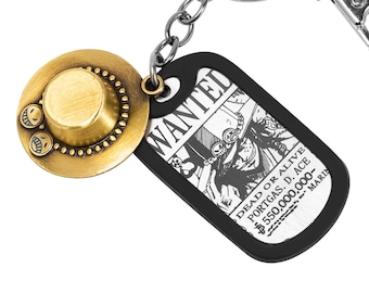 One Piece Keychain Gift Set Wanted Poster With Jolly Roger Charm