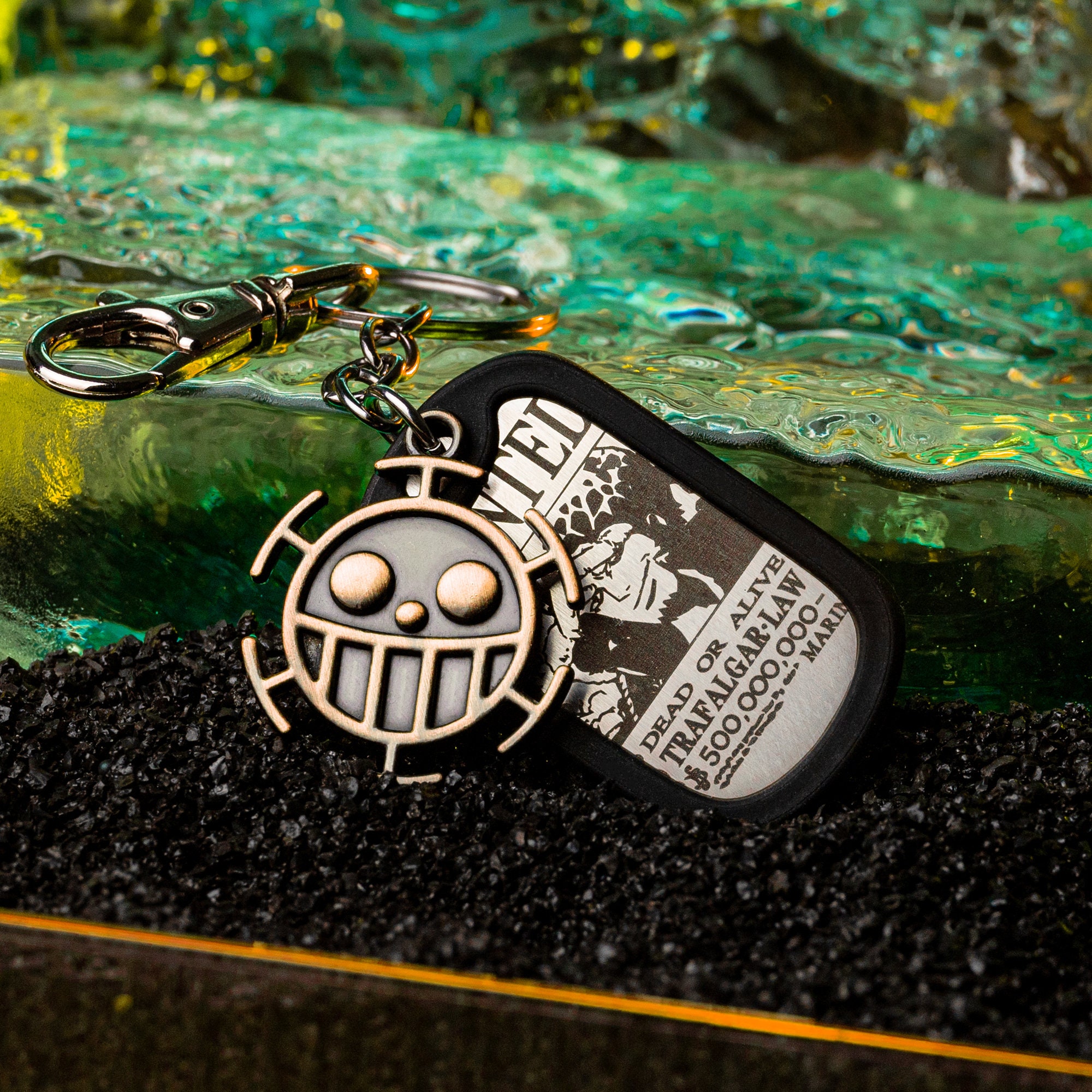 One Piece Keychain Gift Set Wanted Poster With Jolly Roger Charm