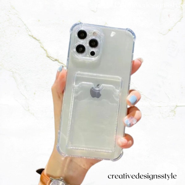 Transparent Wallet Card Photo Phone Case for iPhone 15 14 13 12 11 Pro Max case 12 Mini XR case iPhone XS Max iPhone 7 8 Plus iPhone SE Case