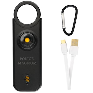 Police Magnum Personal Safety Alarm Keychain- Rechargeable LED Light Self Defense Keyring For Women