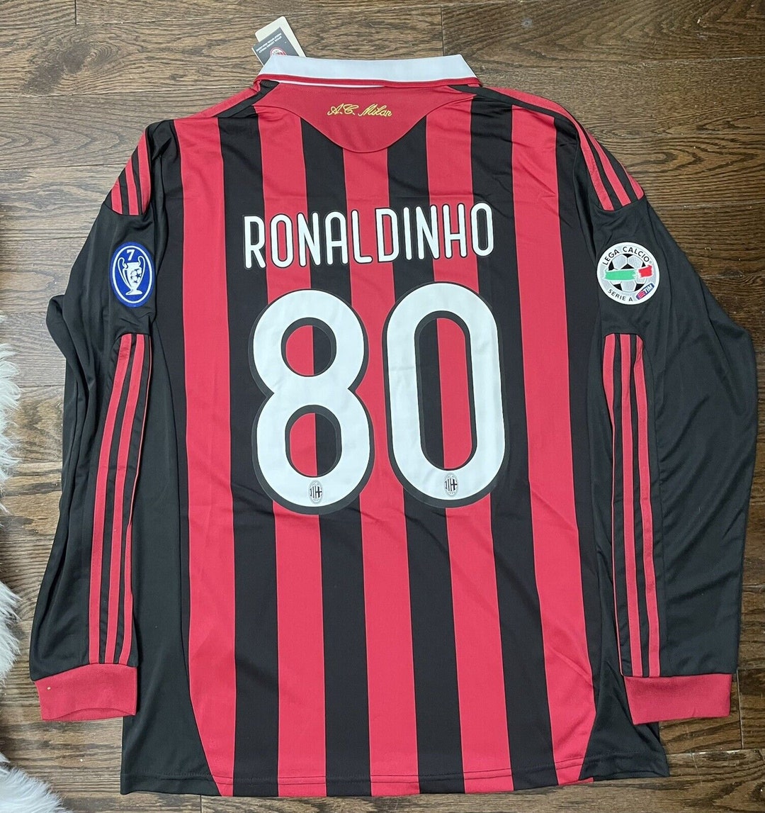 Ronaldinho AC Milan Retro Long Sleeve Jersey Vintage Soccer - Etsy