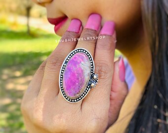 Pretty Cobaltoan Calcite Sterling Silver Ring / Sterling Silver Ring / Healing Gemstone /Gifts for her /Fancy /Statement Cobalt Calcite Ring