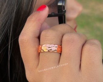 Faixa de cobre martelado, faixa, anel de cobre, anel de cobre sólido, faixa de cobre, anéis de cobre, faixa de cobre sólido, anel de cobre puro. Faixa de anéis de cobre.