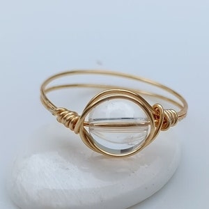 Dainty Wire Wrapped Crystal Ring, Crystal Beads ring. Best gift for her.